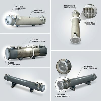 Shell-Tube Anodic Protection Acid Cooler CD-AP-80 80m² Heat Exchange Area 97% Sulfuric Acid Service Compact Design