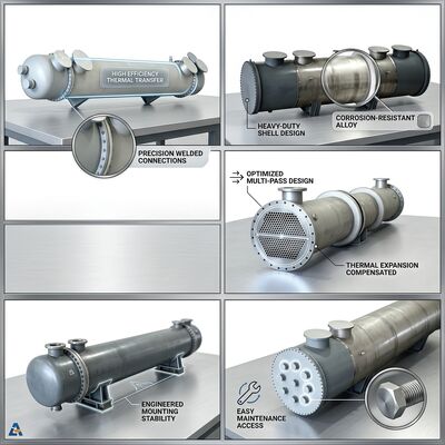 Shell-Tube Anodic Protection Acid Cooler CD-AP-80 80m² Heat Exchange Area 97% Sulfuric Acid Service Compact Design